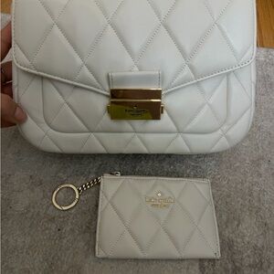 Kate Spade Ivory Quilted Crossbody Bag with card holder!